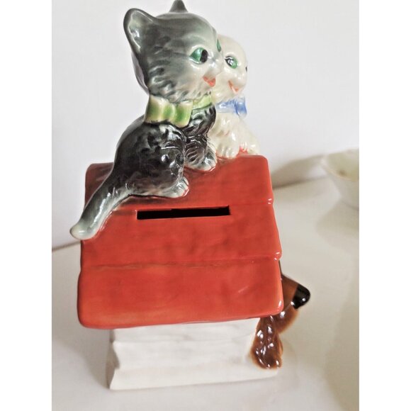 Rare Vintage Goebel Hummel Naughty Cats/Sleeping Dog Coin Bank 6.5" Tall 1950's - Picture 6 of 13